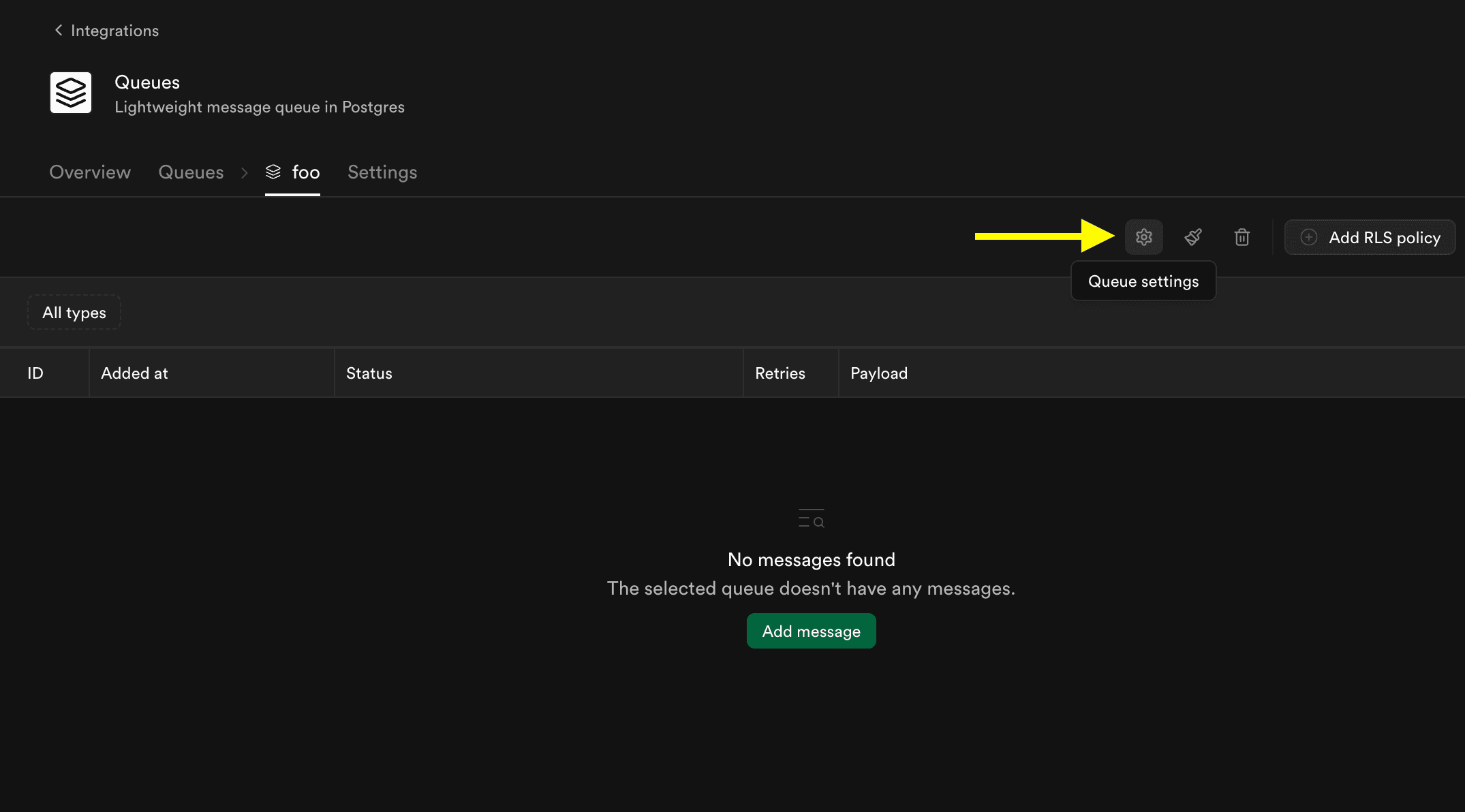 Screenshot of accessing queue settings
